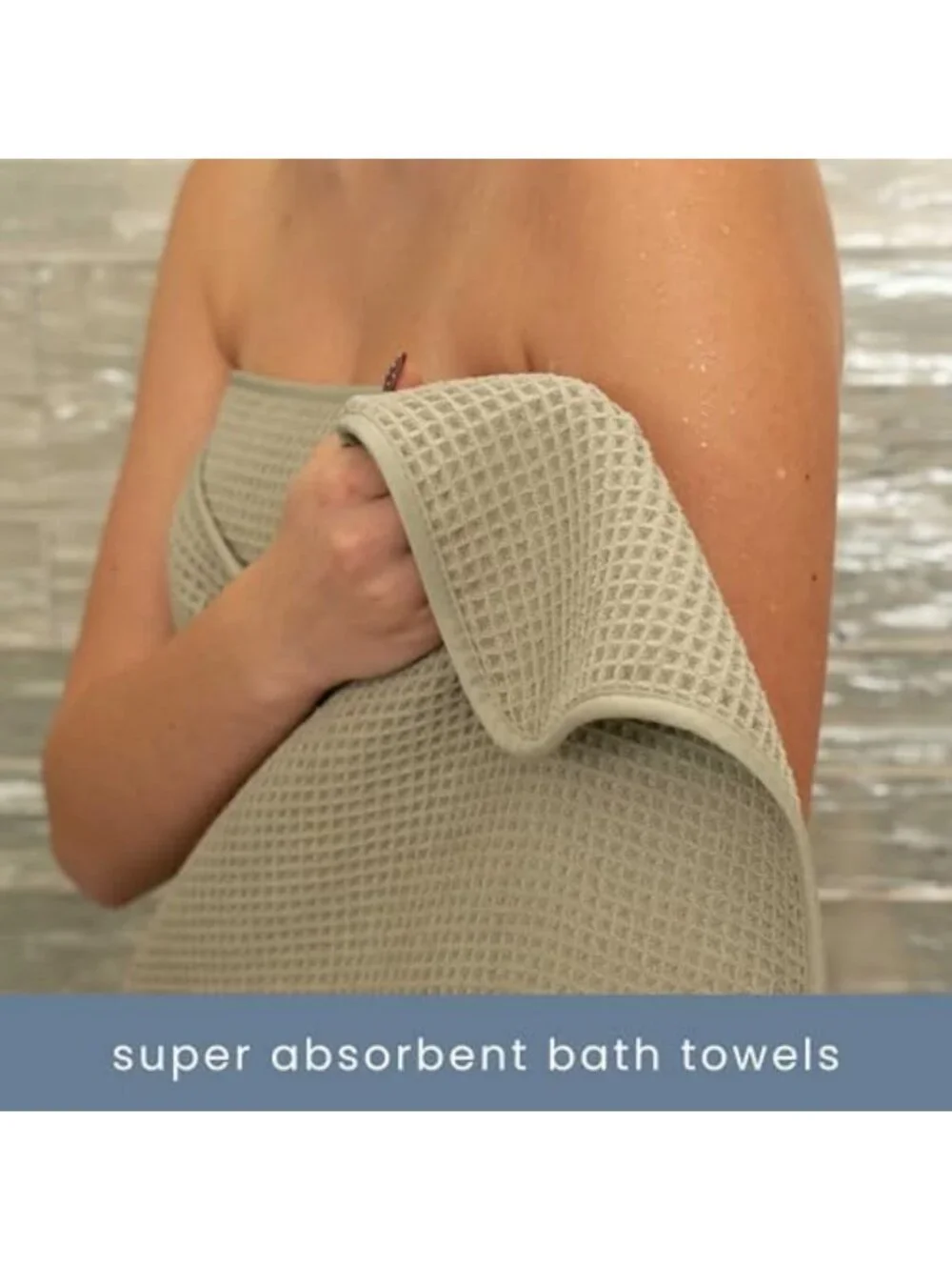 Cozy Beige Waffle Bath Towel Set - 6 Soft, Absorbent Towels for Spa-Like Luxury
